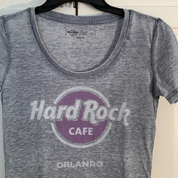 Hard Rock Cafe Tops - Hard Rock Cafe Gray Scoop Neck Fitted T-Shirt